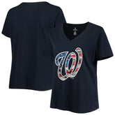 Washington Nationals Women's Plus Size Banner V-Neck T-Shirt - MLB T-shirts