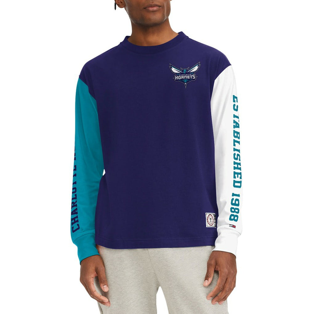 Purple Charlotte Hornets Tommy Jeans Richie Color Block Long Sleeve T-Shirt | NBA