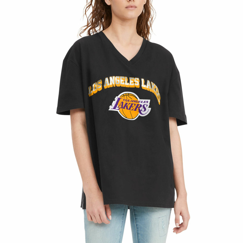 Black Los Angeles Lakers Tommy Jeans Women's Ashley V-Neck T-Shirt | NBA