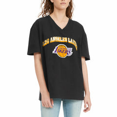 Black Los Angeles Lakers Tommy Jeans Women's Ashley V-Neck T-Shirt | NBA