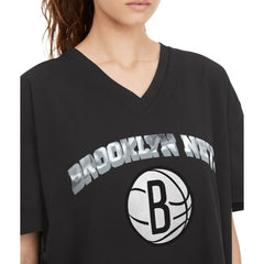 Black Brooklyn Nets Tommy Jeans Women's Ashley V-Neck T-Shirt | NBA