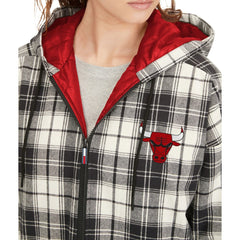 Black/Cream Chicago Bulls Tommy Jeans Women's Molly Flannel Full-Zip Hoodie | NBA