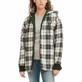 Black/Cream Milwaukee Bucks Tommy Jeans Women's Molly Flannel Full-Zip Hoodie | NBA