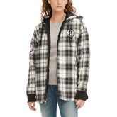 Black/Cream Brooklyn Nets Tommy Jeans Women's Molly Flannel Full-Zip Hoodie | NBA