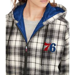 Black/Cream Philadelphia 76ers Tommy Jeans Women's Molly Flannel Full-Zip Hoodie | NBA