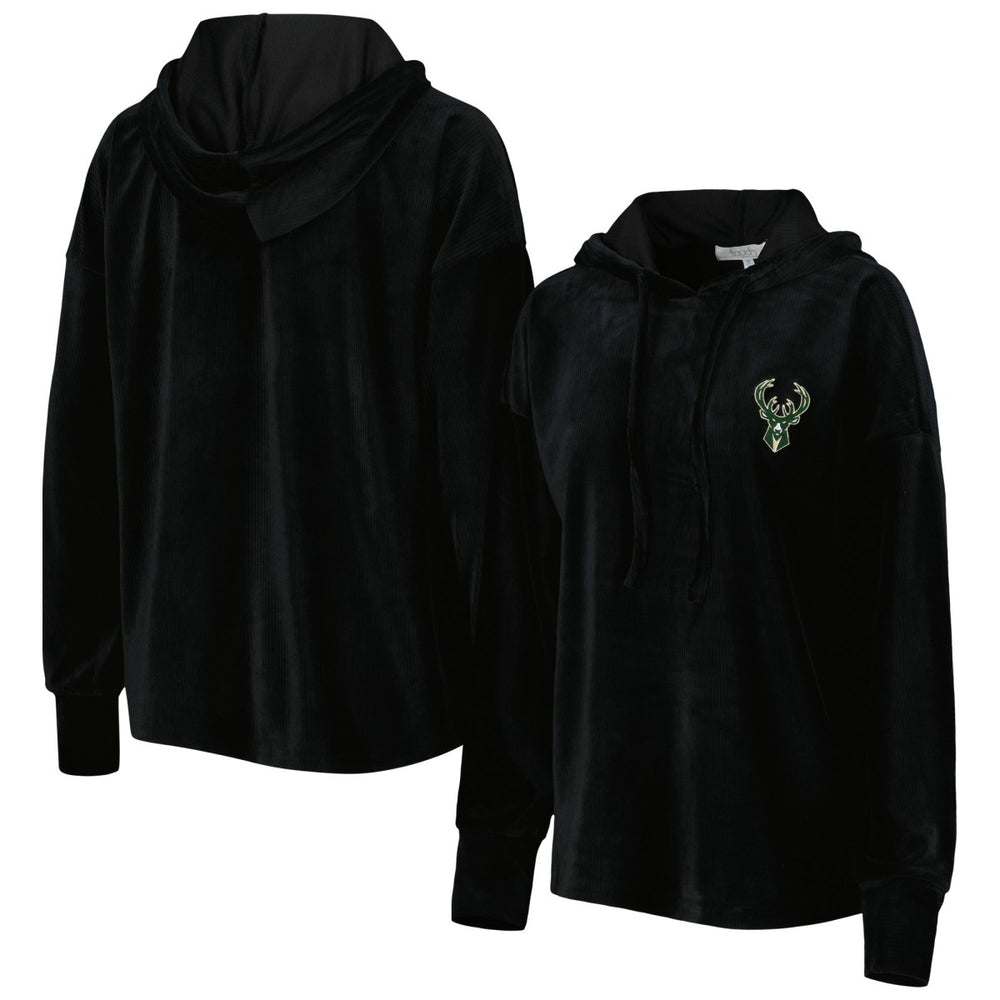 Black Milwaukee Bucks Touch Women's End Line Velour Pullover Hoodie | NBA