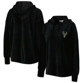 Black Milwaukee Bucks Touch Women's End Line Velour Pullover Hoodie | NBA