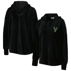 Black Milwaukee Bucks Touch Women's End Line Velour Pullover Hoodie | NBA