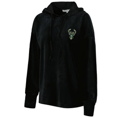 Black Milwaukee Bucks Touch Women's End Line Velour Pullover Hoodie | NBA