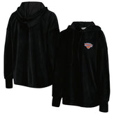 Black New York Knicks Touch Women's End Line Velour Pullover Hoodie | NBA
