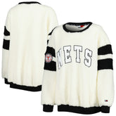 Oatmeal/Black Brooklyn Nets Tommy Jeans Women's Mindy Sherpa Pullover Sweatshirt | NBA