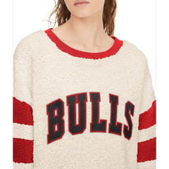Oatmeal/Red Chicago Bulls Tommy Jeans Women's Mindy Sherpa Pullover Sweatshirt | NBA