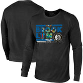 Black Brooklyn Nets Majestic Threads City and State Tri-Blend Long Sleeve T-Shirt | NBA