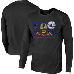 Black Philadelphia 76ers Majestic Threads City and State Tri-Blend Long Sleeve T-Shirt | NBA