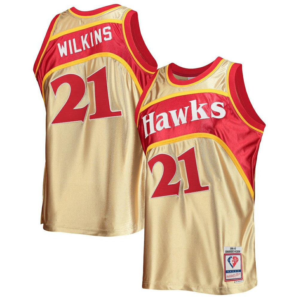 Gold Dominique Wilkins Atlanta Hawks 75th Anniversary 1986/87 Hardwood Classics Swingman Jersey | NBA