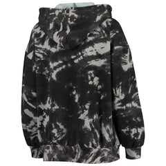 Black Chicago Bulls Majestic Threads Women's Burble Tie-Dye Tri-Blend Pullover Hoodie | NBA