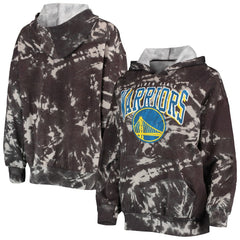 Black Golden State Warriors Majestic Threads Women's Burble Tie-Dye Tri-Blend Pullover Hoodie sale | NBA