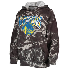 Black Golden State Warriors Majestic Threads Women's Burble Tie-Dye Tri-Blend Pullover Hoodie sale | NBA