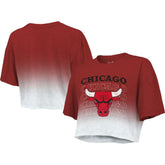 Red/White Chicago Bulls Majestic Threads Women's Repeat Dip-Dye Cropped T-Shirt sale | NBA
