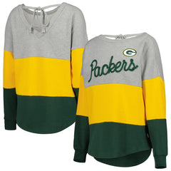 Green Bay Packers Touch Women's Outfield Deep V-Back Waist Length Pullover Sweatshirt | NFL On sale