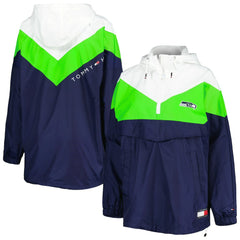 Seattle Seahawks Tommy Hilfiger Women's Staci Half-Zip Hoodie Windbreaker Jacket | NFL Outlet