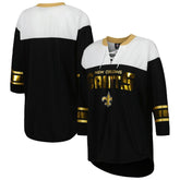New Orleans Saints G-III 4Her by Carl Banks Women's Double Team 3/4-Sleeve Lace-Up T-Shirt | NFL New