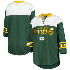 Green Bay Packers G-III 4Her by Carl Banks Women's Double Team 3/4-Sleeve Lace-Up T-Shirt | NFL Sale