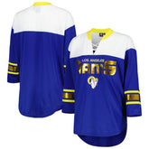 Los Angeles Rams G-III 4Her by Carl Banks Women's Double Team 3/4-Sleeve Lace-Up T-Shirt | NFL Sale