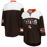 Cleveland Browns G-III 4Her by Carl Banks Women's Double Team 3/4-Sleeve Lace-Up T-Shirt | NFL Outlet
