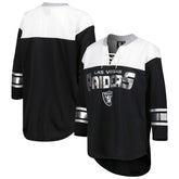 Las Vegas Raiders G-III 4Her by Carl Banks Women's Double Team 3/4-Sleeve Lace-Up T-Shirt | NFL New