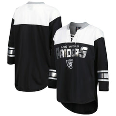 Las Vegas Raiders G-III 4Her by Carl Banks Women's Double Team 3/4-Sleeve Lace-Up T-Shirt | NFL New