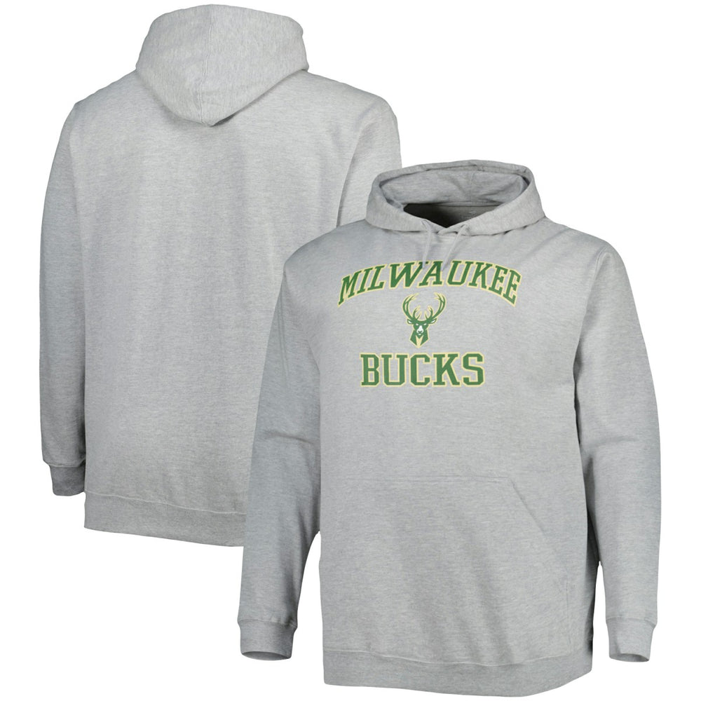 Heathered Gray Milwaukee Bucks Big & Tall Heart & Soul Pullover Hoodie | NBA