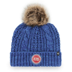 Royal Detroit Pistons '47 Women's Meeko Cuffed Knit Hat with Pom sale | NBA