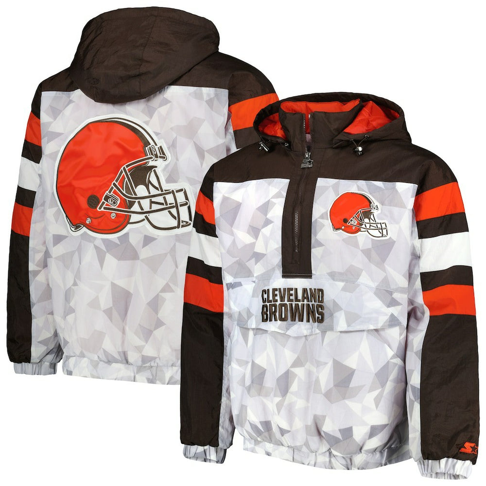 Cleveland Browns Starter Thursday Night Gridiron Raglan Half-Zip Hooded Jacket | NFL Outlet