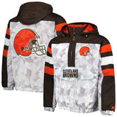 Cleveland Browns Starter Thursday Night Gridiron Raglan Half-Zip Hooded Jacket | NFL Outlet