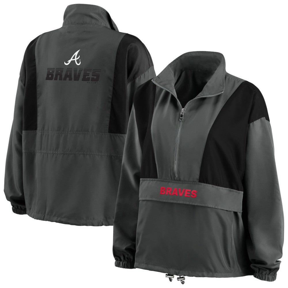 Atlanta Braves WEAR by Erin Andrews Women's Packable Half-Zip Jacket - MLB Jackets