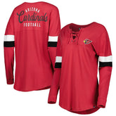 Arizona Cardinals Women's Athletic Varsity Lace-Up Lightweight Long Sleeve T-Shirt | NFL Hot