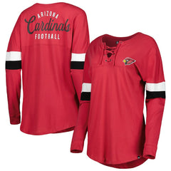 Arizona Cardinals Women's Athletic Varsity Lace-Up Lightweight Long Sleeve T-Shirt | NFL Hot