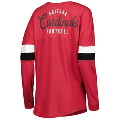 Arizona Cardinals Women's Athletic Varsity Lace-Up Lightweight Long Sleeve T-Shirt | NFL Hot