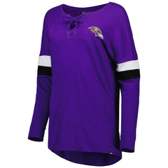 Baltimore Ravens Women's Athletic Varsity Lace-Up Lightweight Long Sleeve T-Shirt | NFL Outlet