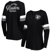 Las Vegas Raiders Women's Athletic Varsity Lace-Up Lightweight Long Sleeve T-Shirt | NFL Outlet
