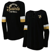 New Orleans Saints Women's Athletic Varsity Lace-Up Lightweight Long Sleeve T-Shirt | NFL New