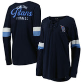 Tennessee Titans Women's Athletic Varsity Lace-Up Lightweight Long Sleeve T-Shirt | NFL Sale