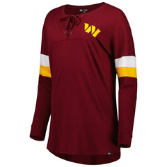 Washington Commanders Women's Athletic Varsity Lace-Up Lightweight Long Sleeve T-Shirt | NFL New