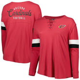 Arizona Cardinals Women's Plus Size Athletic Varsity Lace-Up V-Neck Long Sleeve T-Shirt | NFL Near me