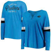 Carolina Panthers Women's Plus Size Athletic Varsity Lace-Up V-Neck Long Sleeve T-Shirt | NFL Near me