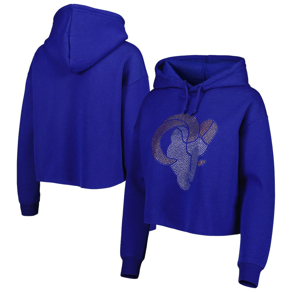 Los Angeles Rams Cuce Women's Crystal Logo Cropped Pullover Hoodie | NFL New
