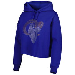 Los Angeles Rams Cuce Women's Crystal Logo Cropped Pullover Hoodie | NFL New