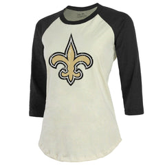 New Orleans Saints Tyrann Mathieu Majestic Threads Women's Player Name & Number Tri-Blend Three-Quarter Sleeve T-Shirt | NFL US