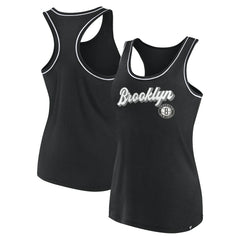 Black Brooklyn Nets Women's Wordmark Logo Racerback Tank Top | NBA